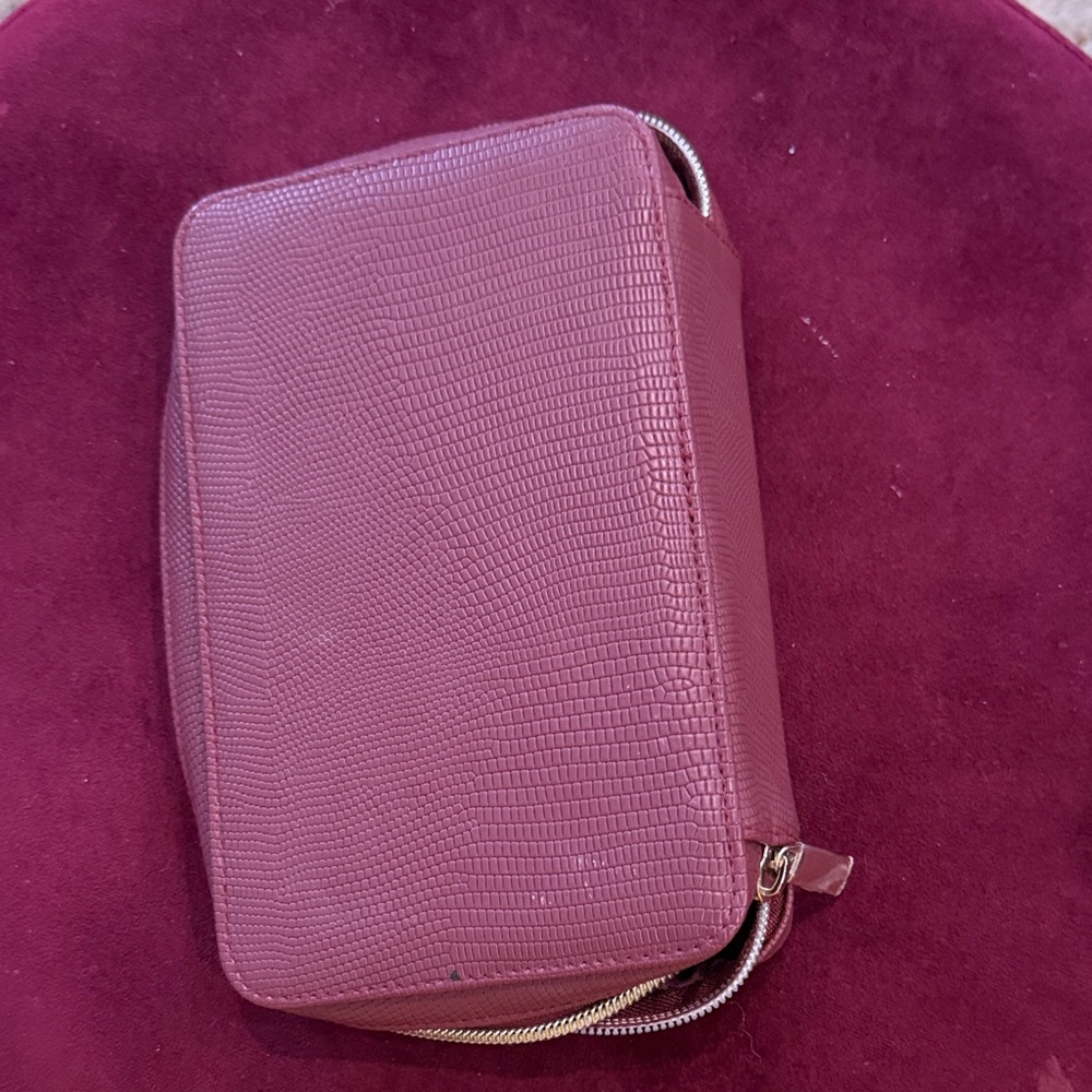Burgundy Textured Clutch with Gold Accent - Picture 2 of 3